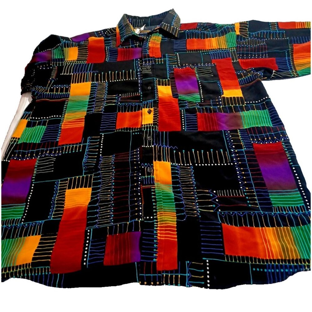 NWOT Vtg 80s Men's Panhandle Slim Colorful Western Button Down Shirt XL 17-17.5 - Picture 12 of 15